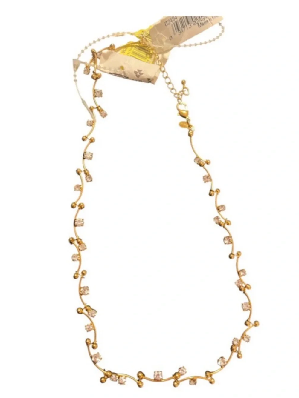 Vintage Monet Gold Tone Crystal Vine Necklace (still has tag)